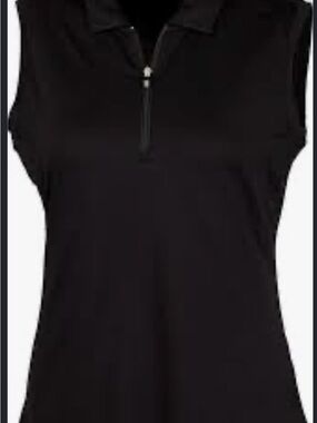 Women’s Black Sleeveless Golf Polo 1/4 Zip Tennis Tank Top Shirt with Collar